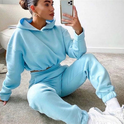 Damen Jogginganzug 2-teilig mit Kapuzenpullover und Hose – Langarm Freizeit Set