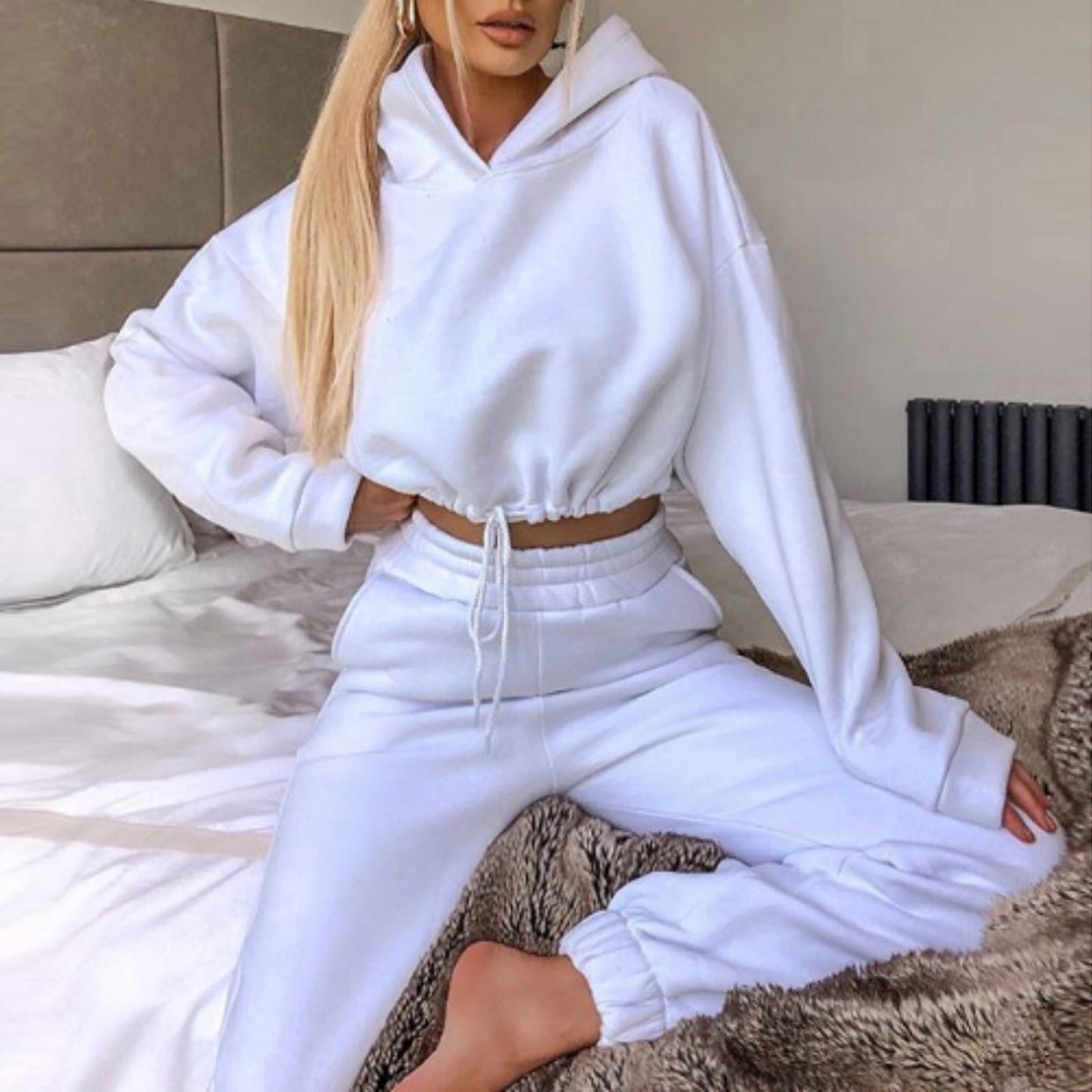 Damen Jogginganzug 2-teilig mit Kapuzenpullover und Hose – Langarm Freizeit Set