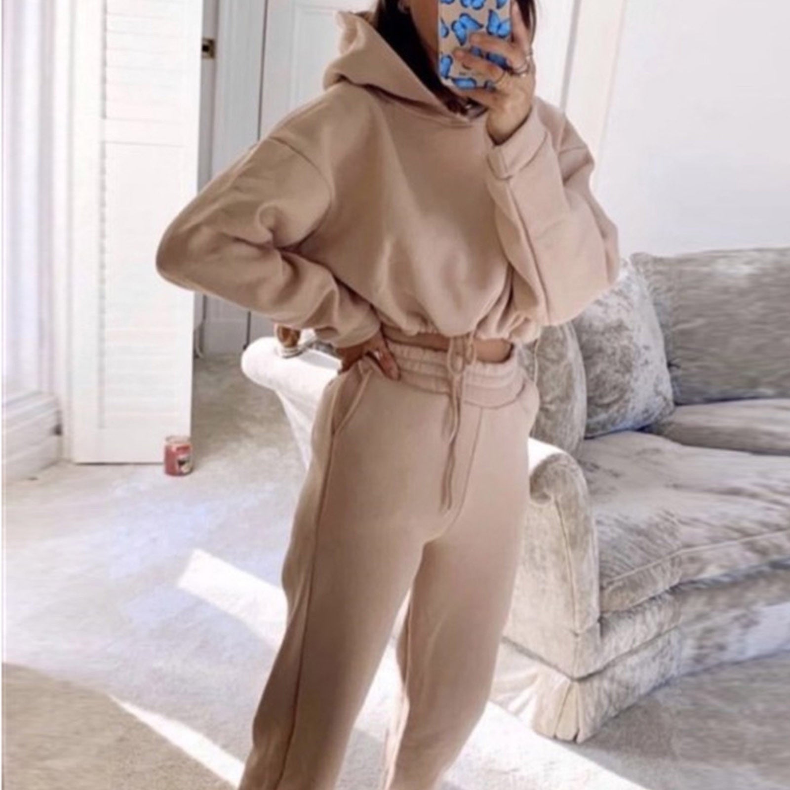 Damen Jogginganzug 2-teilig mit Kapuzenpullover und Hose – Langarm Freizeit Set