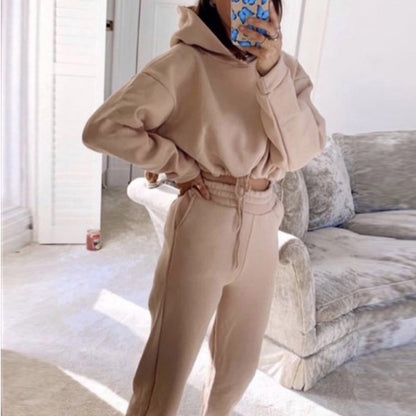 Damen Jogginganzug 2-teilig mit Kapuzenpullover und Hose – Langarm Freizeit Set